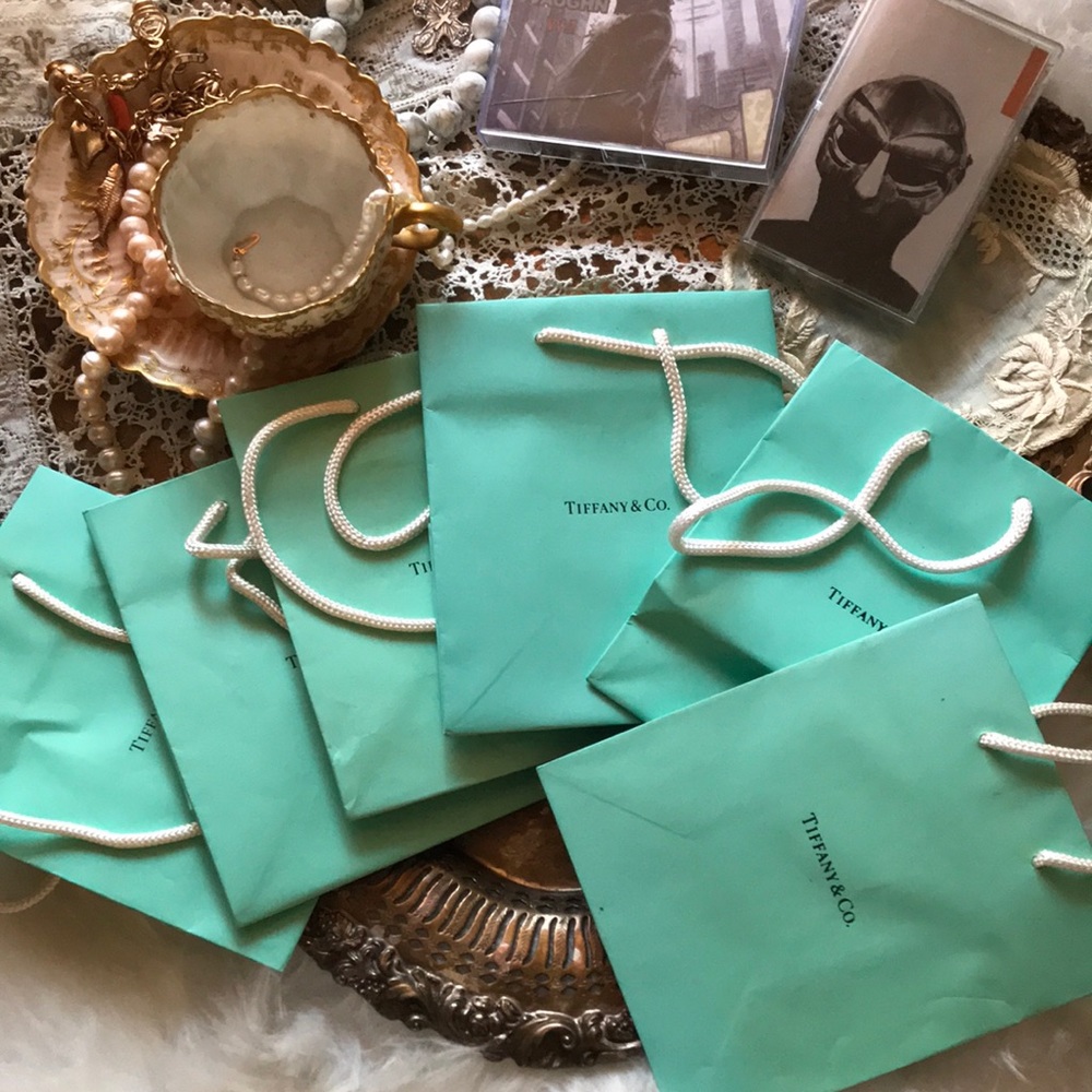 TIFFANY & CO 6 Paper Shopping Gift Bags Bundle Lot Set Small Y2k Blue NY Vintage